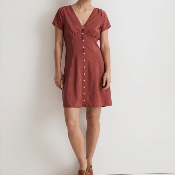 Madewell Shirred Button-Front Mini Dress - Picture 1 of 4